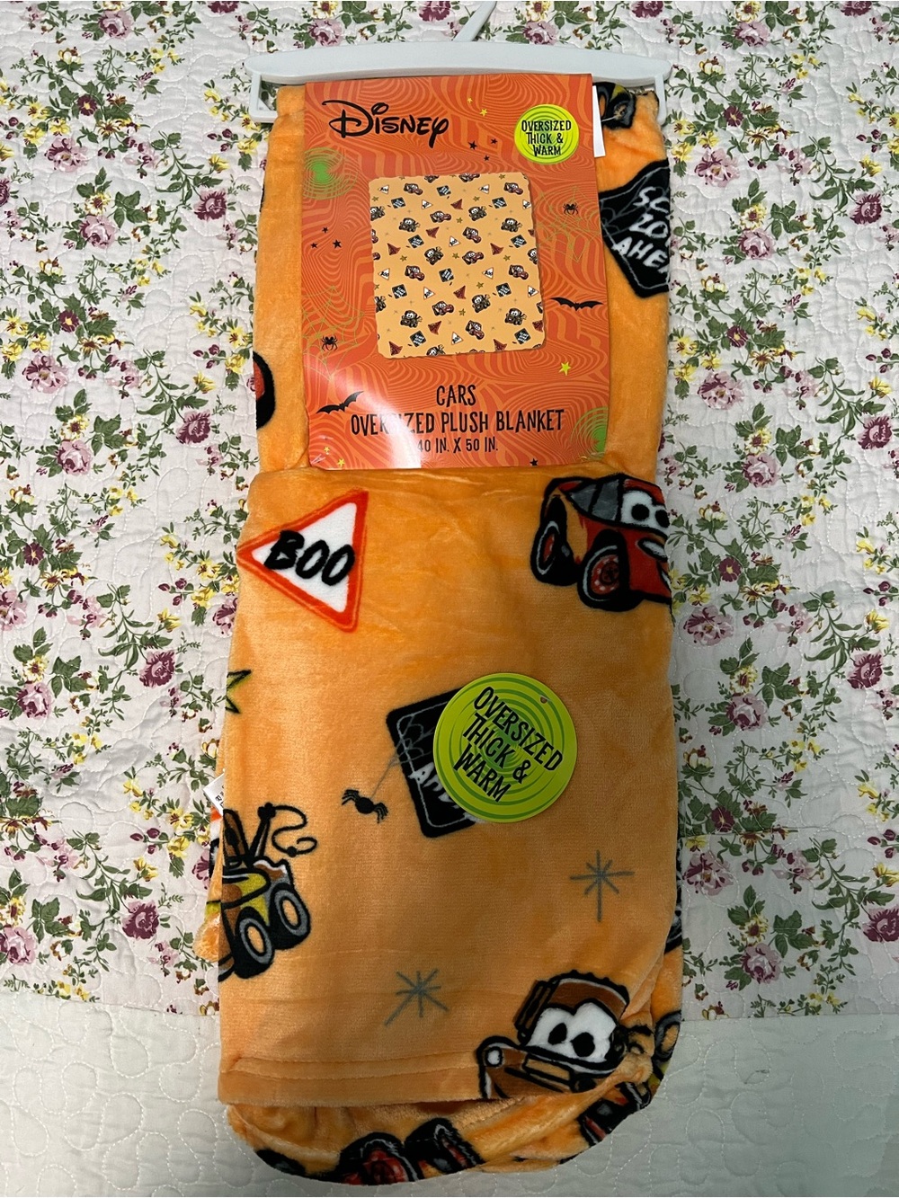 Disney Orange & Black Cars Oversized Plush Blanket